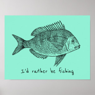 Poster Je préférerais pêcher du poisson Vintage