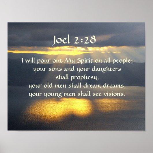 Poster Je répandrai Mon Esprit Joel 2 28, Bible Verse (Devant)