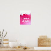 Poster Je rêve en citation rose aquarelle (Cuisine)