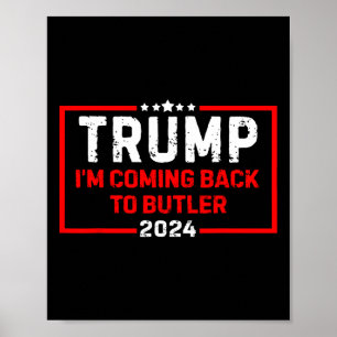 Poster Je reviens à Butler Trump Fight 2024 Drapeau améri