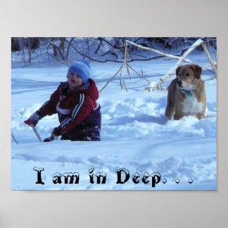 Poster Je suis à Deep. . . (enfant et chien)