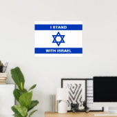 Poster Je suis avec Israël coutume texte blanc drapeau Is (Bureau à domicile)