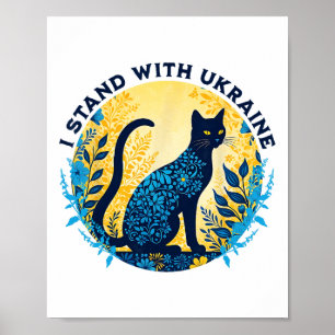 Poster Je suis avec l'Ukraine Chat Floral Ukraine Forte F