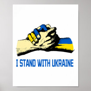 Poster Je suis avec l'Ukraine, mains solidaires, paix en