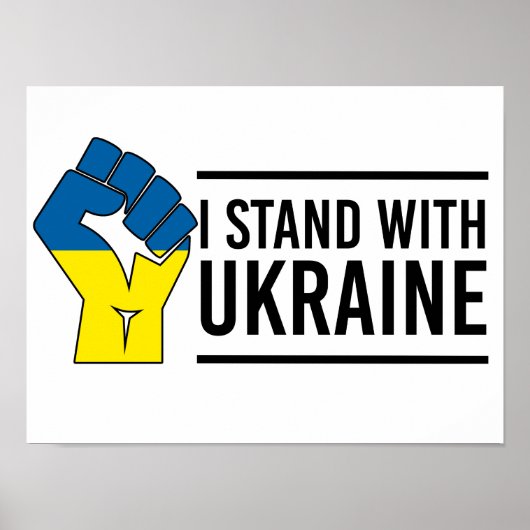 Poster Je Suis Avec L'Ukraine | Poing du drapeau ukrainie (Devant)