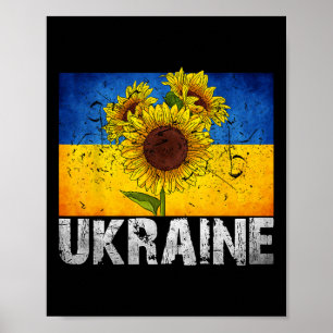 Poster Je suis avec l'Ukraine soutien tournesol drapeau u