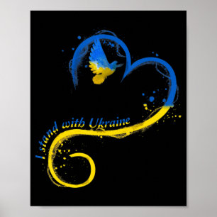Poster Je suis avec Ukraine Dove Drapeau Paix Free Ukrain