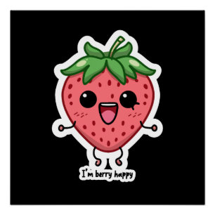 Poster Je suis Berry Happy mignon saut de fraise kawaii