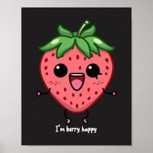 Poster Je suis Berry Happy mignon saut de fraise kawaii