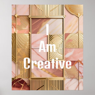 Poster Je Suis Creative Peach Pink Marble Gold Foil