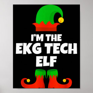 Poster Je suis Ekg Tech Elf Famille Pyjama Noël Électroca