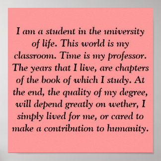 Poster Je suis étudiant à l'université de vie. Ceci ...