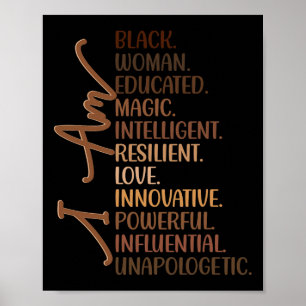 Poster Je Suis Femme Noire Éduquée Mélanine Mois Histoire