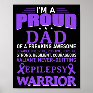 Poster Je suis Fier Papa Epilepsie Sensibilisation Ribbon