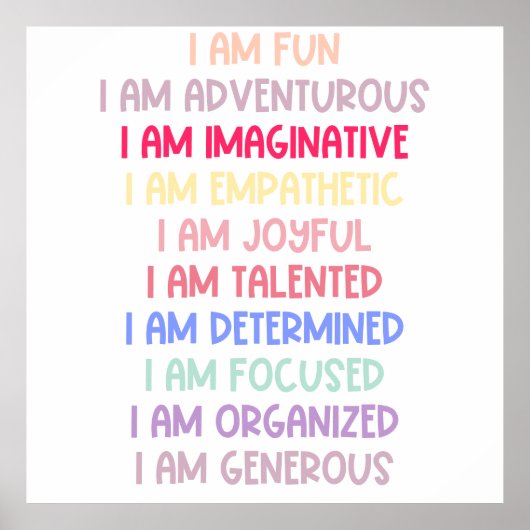 Poster Je suis Fun Affirmation pour les enfants (Devant)