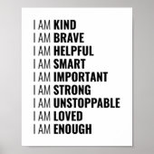 Poster Je suis gentil et courageux | Devis positif (Devant)