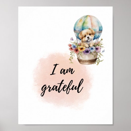 Poster Je Suis Grateful Kid Room Chiot Affirmation Positi (Devant)