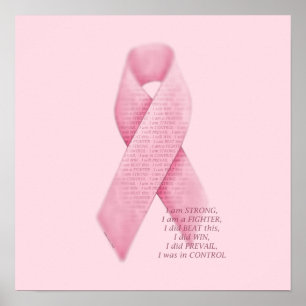 Poster JE SUIS, JE L'AI FAIT, J'ÉTAIS, Cancer Pink Ribbon