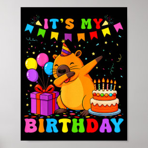 Poster Je Suis La Fille De L'anniversaire Mignonne Capyba