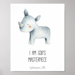 Poster Je suis le chef-d'oeuvre de Dieu Bible Verse Enfan