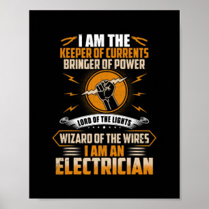 Poster Je suis le gardien des courants drôle Electricien
