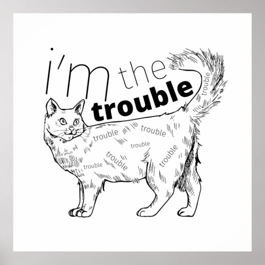 Poster Je suis le problème drôle chat - minimum noir & bl (Devant)