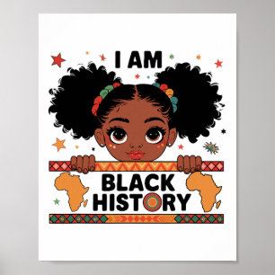 Poster Je suis l'histoire noire Afro Little Girl African