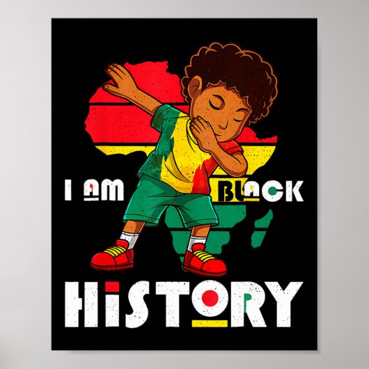 Poster Je Suis Noir Histoire Mois Enfants Garçons Afro Af (Devant)