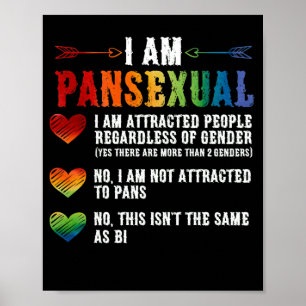 Poster Je Suis Pansexuel LGBTQIA Pride Coeurs Arc En Ciel