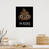 Poster Je suis Pooped Funny Poo Pun Dark BG (Cuisine)