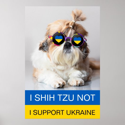 Poster Je suis pour l'Ukraine Je Shih Tzu Pas le drapeau (Devant)