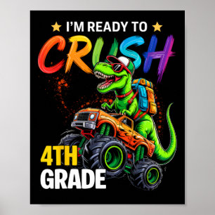 Poster Je suis prêt à écraser les dinosaures de camion mo