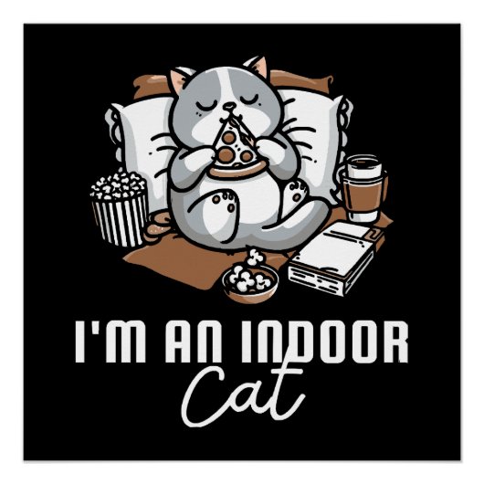 Poster Je suis un chat d'intérieur - Chat introverti (Devant)