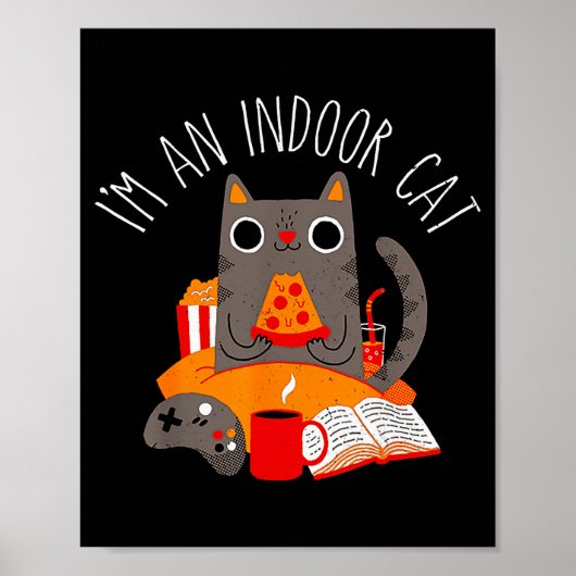 Poster Je suis un chat d'intérieur drôle de lecture de ca (Devant)