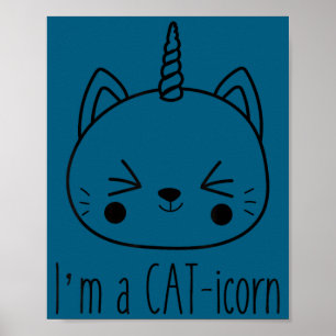 Poster Je suis un chat-licorne mignon drôle chat licorne