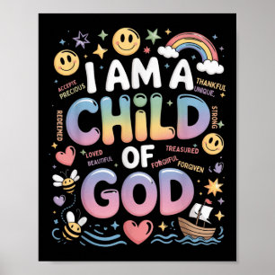 Poster Je suis un enfant de Dieu Christian Retro Jésus Fo