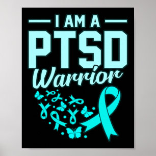 Poster Je suis un guerrier PTSD Ruban de sensibilisation