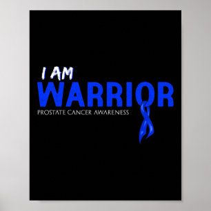 Poster Je suis un guerrier Ruban bleu de sensibilisation