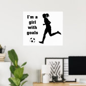 Poster Je suis une fille avec des objectifs Soccer imprim (Bureau à domicile)