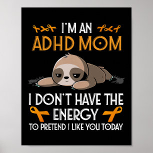 Poster Je suis Une Maman Adhd Sensibilisation Orange Ribb