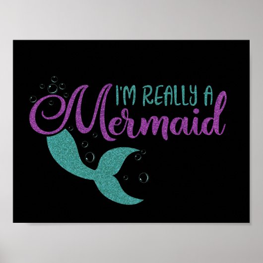 Poster Je suis vraiment une Mermaid Purple Turquoise Part (Devant)