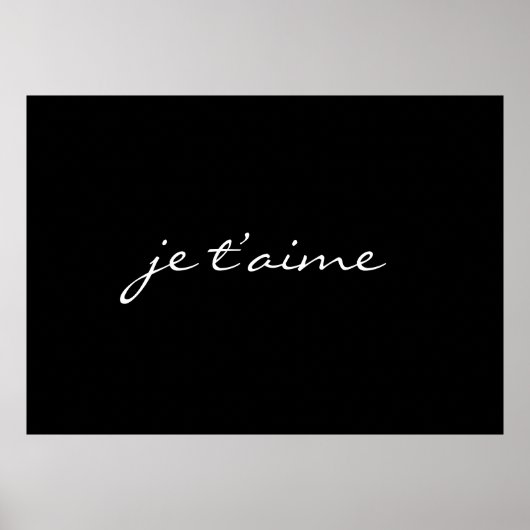 Poster je t’aime I Love You French Chic Black & White (Devant)