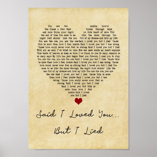 Poster Je T'Aimais... Mais J'Ai Menti Chanson De Coeur Vi (Devant)