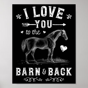 Poster Je T'Aime À La Grange Et À L'Arrière Cheval Fille 