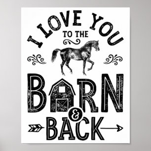 Poster Je T'Aime À La Grange Et À L'Arrière Cheval Fille