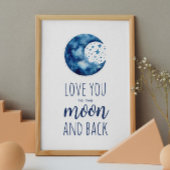Poster Je t'aime à la lune et au retour. Baby boy Nursery
