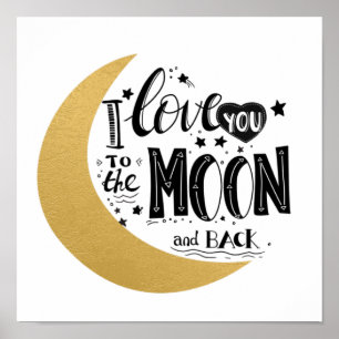 Poster Je t'aime à la Lune et le Bébé du dos