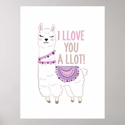 Poster Je t'aime beaucoup - Drôle Llama (Devant)