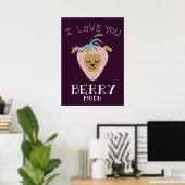 Poster Je t'aime BERRY beaucoup Chien Fraise (Bureau à domicile)