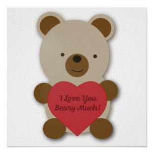 Poster Je T'Aime Beurre Beaucoup Mignonne Ours Teddy